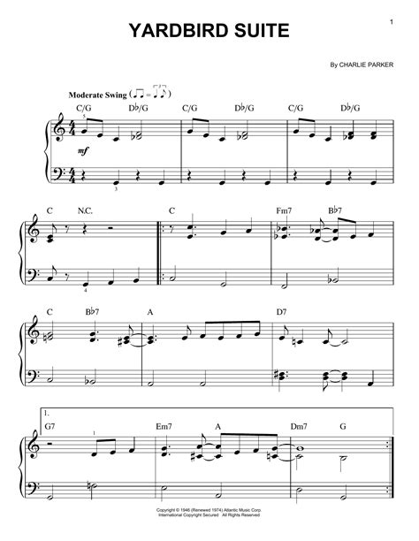 Charlie Parker 'Yardbird Suite' Sheet Music and Printable PDF Music Notes | Jazz sheet music ...