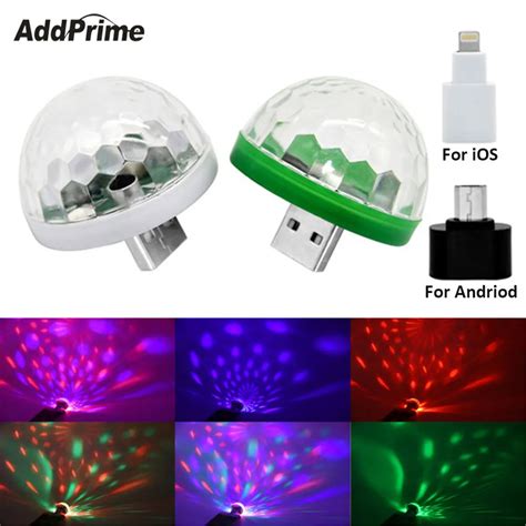 Portable RGB Mobile Phone USB Stage Light For iPhone Android Mini USB ...