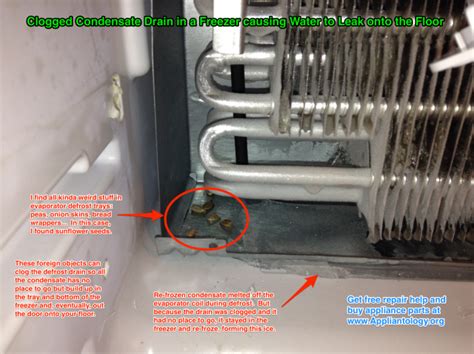 Clogged Condensate Drain In A Freezer causing Water To Leak onto The Floor - Refrigerator Repair ...