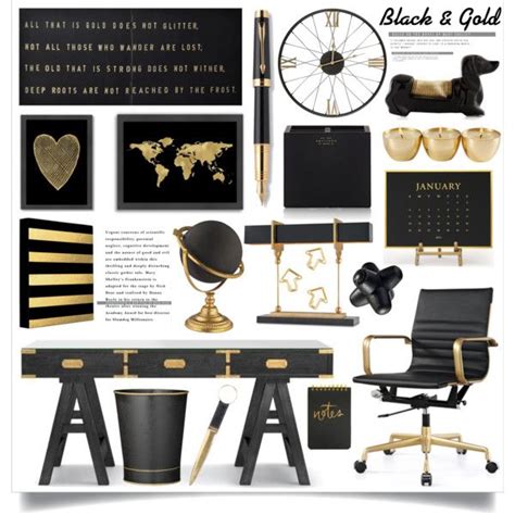 Black & Gold Office Decor | Gold office decor, Black gold office, Work office decor