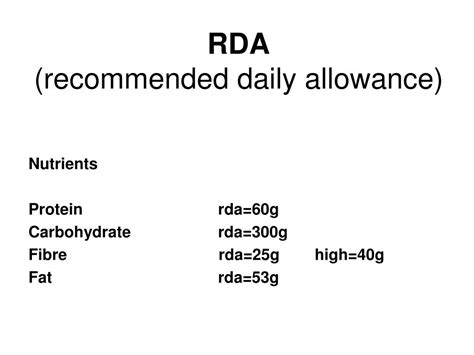 PPT - RDA (recommended daily allowance) PowerPoint Presentation, free ...