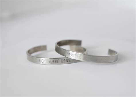 Silver Custom Mantra Cuff Bracelet — Bang-Up Betty