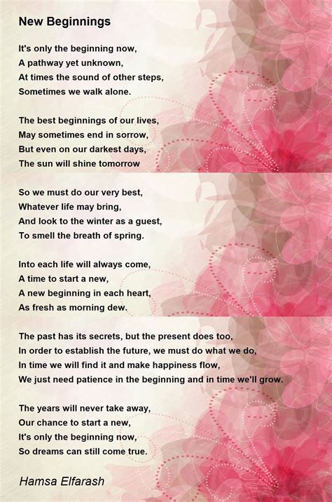 New Beginnings - New Beginnings Poem by Hamsa Elfarash