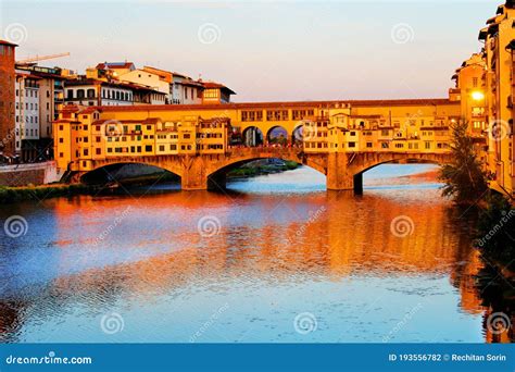 The Ponte Vecchio Seen from the Ponte Santa Trinita in Florence Stock ...