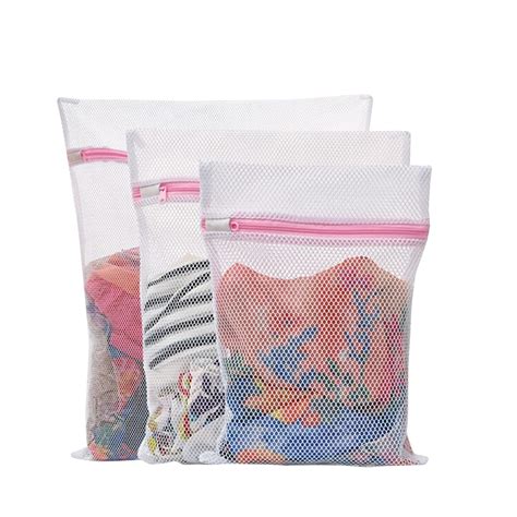 Mesh Washing Bags, Set of 3 Durable Coarse Mesh Laundry Bag with Zip for Curtain, Jeans, Clothes ...