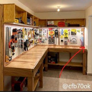 Sturdy Garage Workbench With Top Pegboard, Cabinet and Bottom Shelf ...