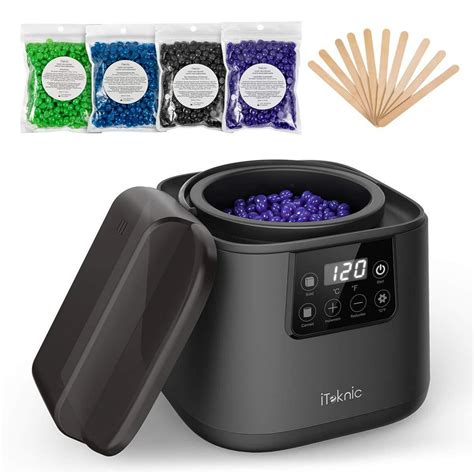 iTeknic Wax Warmer Hair Removal Waxing Kit Hard Wax Machine with Adjustable Temperature LED ...