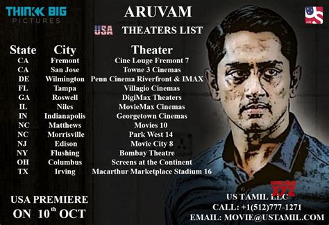 Siddharth's Aruvam Movie USA Theaters List Poster - Social News XYZ