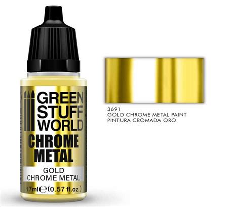 Chrome Paint GOLD 17ml Brush and Airbrush Metallic Paint Mirror Effect Paint, Chrome Color ...