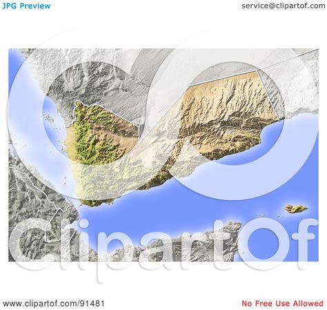 Royalty-Free (RF) Clipart Illustration of a Shaded Relief Map Of Yemen by Michael Schmeling #91481