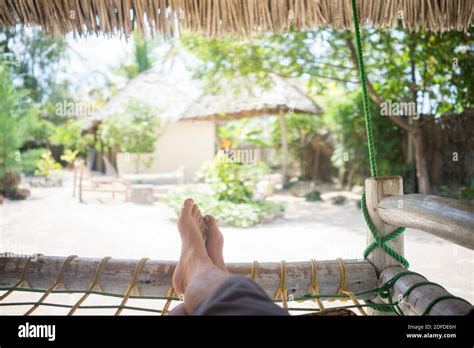 Relaxing on hammock Stock Photo - Alamy