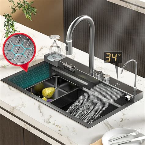 Waterfall-Kitchen-Sink-Basin-Large-Single-Slot-Digital-Display-304 ...