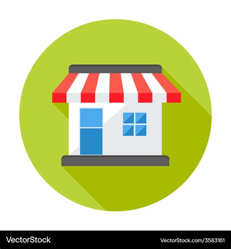 Shop market circle flat icon Royalty Free Vector Image