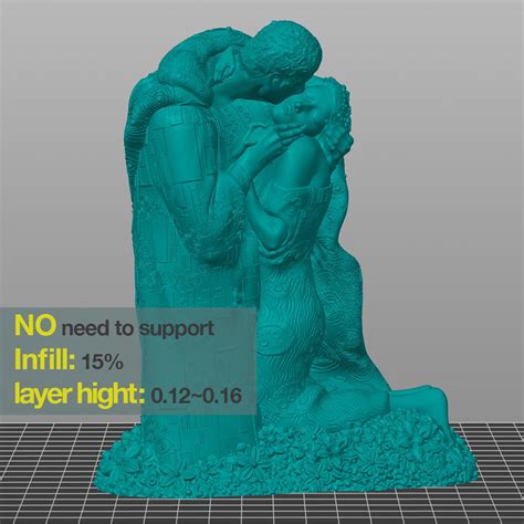 Klimt The kiss 3d printable stl 3D model 3D printable | CGTrader