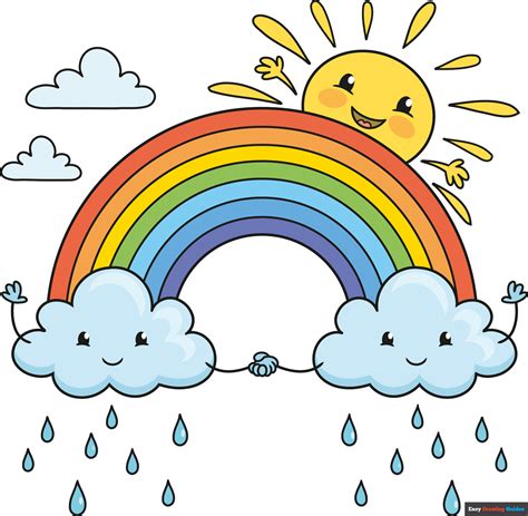 How to Draw a Cute Rainbow and Clouds - Really Easy Drawing Tutorial