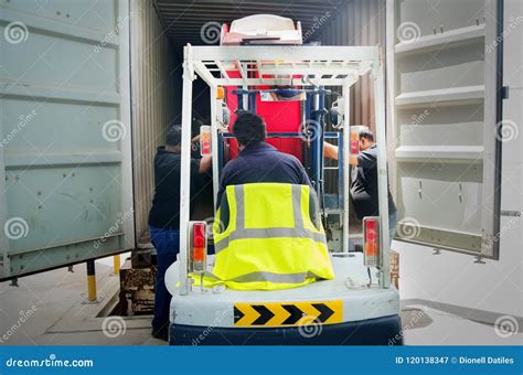 Forklift operator at work editorial photography. Image of container ...