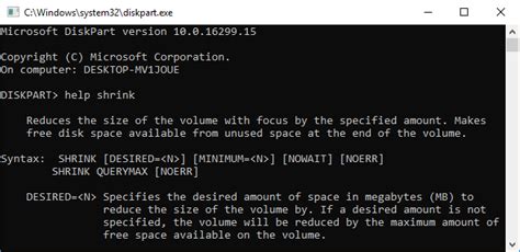 Shrink C drive partition with Windows 10 Diskpart shrink volume.