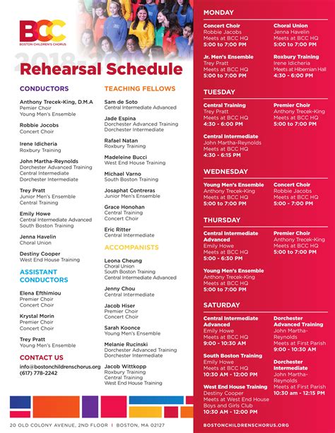 Rehearsal Schedule | Choirs | Our Programs | Boston Children's Chorus