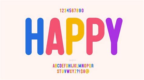 Premium Vector | Vector happy font colorful style modern typography