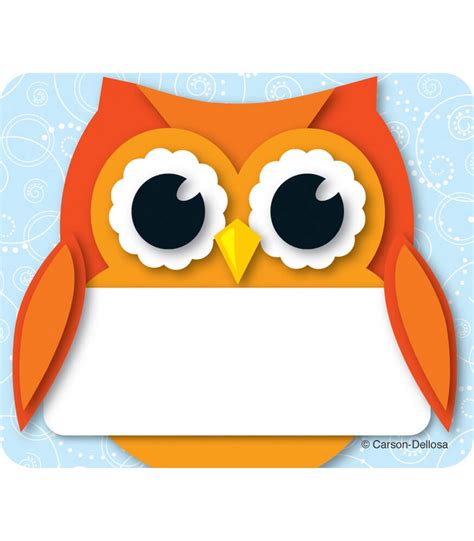 Colorful Owl Name Tags