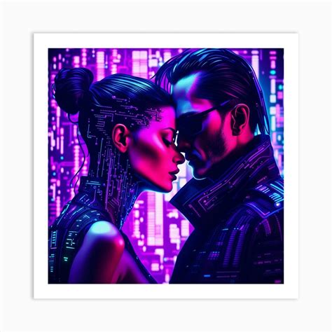 Cyberpunk Couple in Love 1 Art Print by Open Your Reality - Fy