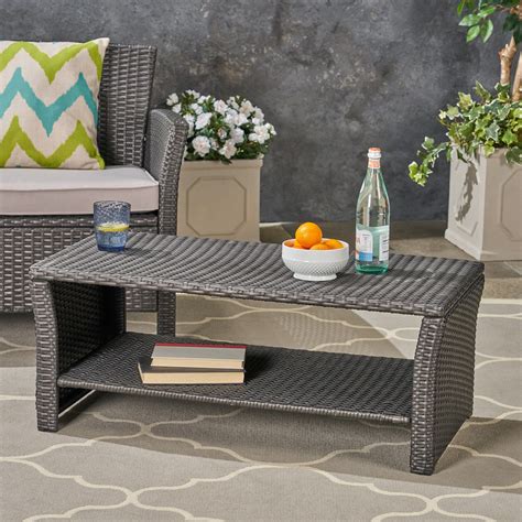 Antony Outdoor Wicker Coffee Table, Gray - Walmart.com