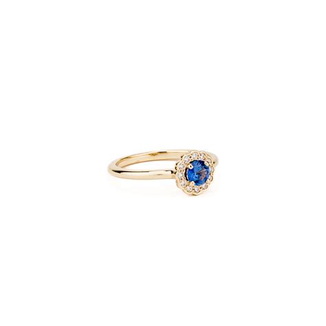 Sapphire and Diamond Scalloped Halo Ring - deJonghe Original Jewelry