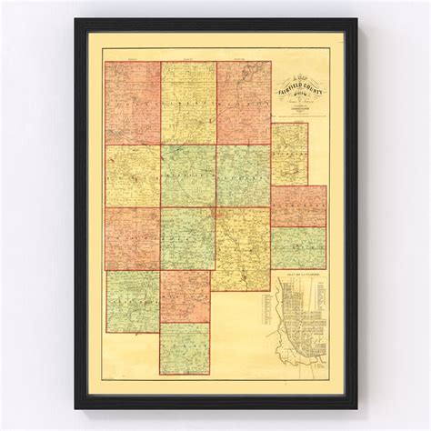 Vintage Map of Fairfield County, Ohio 1848 by Ted's Vintage Art