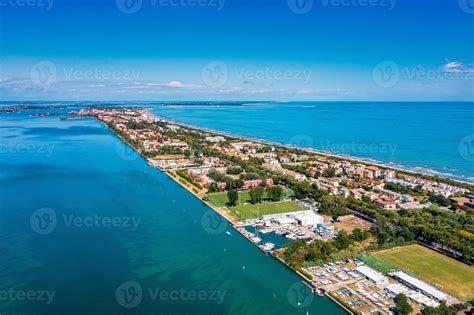 Aerial view of the Lido de Venezia island in Venice, Italy. 5134058 ...