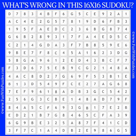 Mistaking Finding Jumbo 16x16 Sudoku Puzzle for Adults