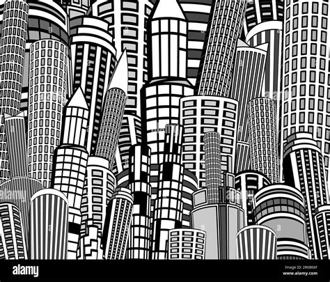 Editable vector background illustration of a cartoon city Stock Vector ...