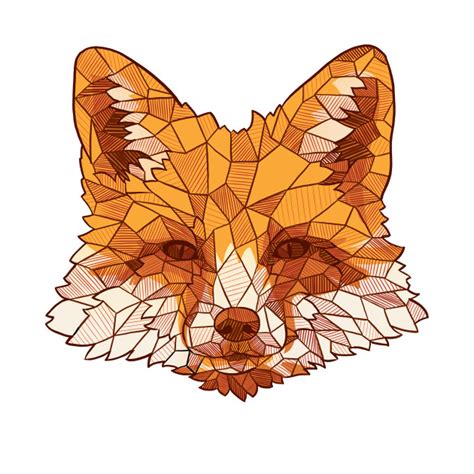 Fox Colorful Geometric Sketch Art - Fox - T-Shirt | TeePublic