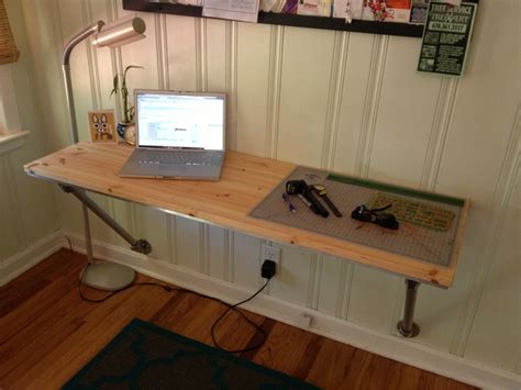 Wall Mounted Desk with Angled Supports