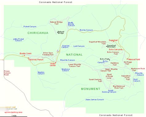 Map of Chiricahua National Monument, Arizona