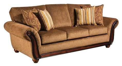 American Furniture 5650 Sofa with Wood Face on Arms | Prime Brothers Furniture | Sofas