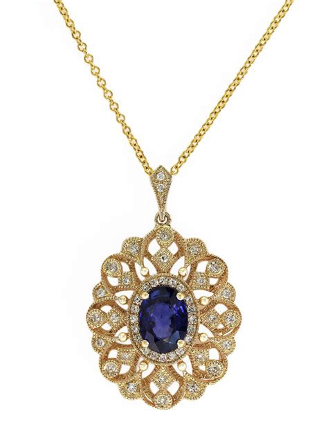 Effy 14k Yellow Gold Sapphire And Diamond Pendant Necklace in Metallic ...