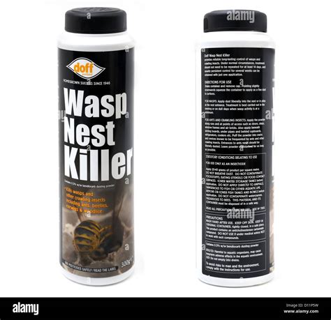 Bottles Of Wasp Nest Killer Powder Showing Information Stock Photo - Alamy