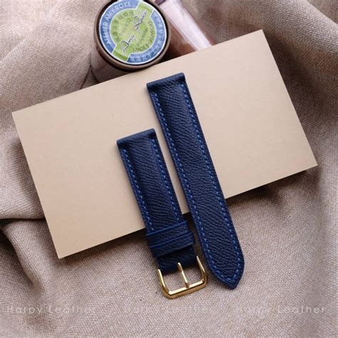 Blue leather watch strap - handmade leather watch strap & band