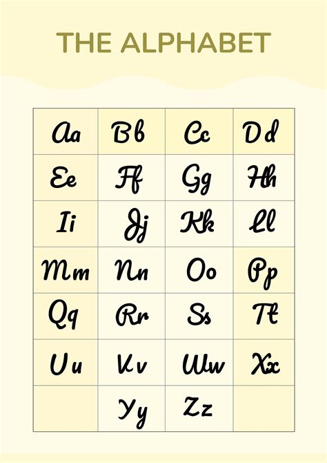 Cursive Alphabet Desk Chart in Illustrator, PDF - Download | Template.net