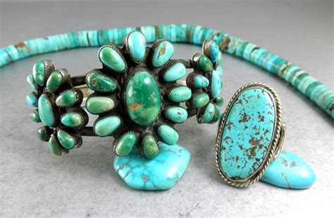 A collection of vintage turquoise jewelry