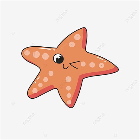 Gambar Ilustrasi Bintang Laut Hidupan Laut Kartun Yang Dilukis Dengan Tangan, Clipart Starfish ...