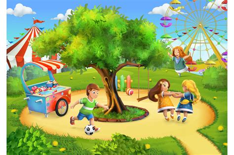 Playground Nature Background Cartoon - cheefulvic