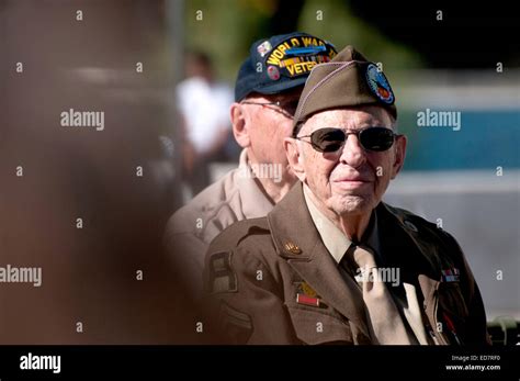 Veterans of the Battle of the Bulge march in the Veterans Day Parade in Tucson, Arizona, USA ...