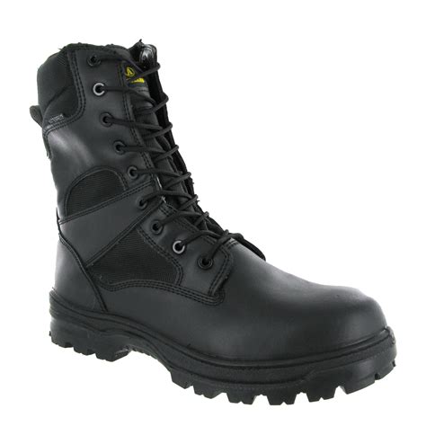 Amblers Combat Black Waterproof Army Police Tactical Mens Leather Boots ...