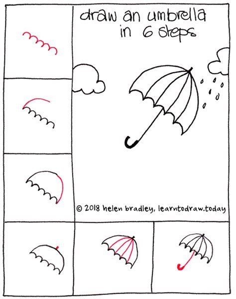 How to Draw an Umbrella in the Rain in 6 steps : Learn To Draw