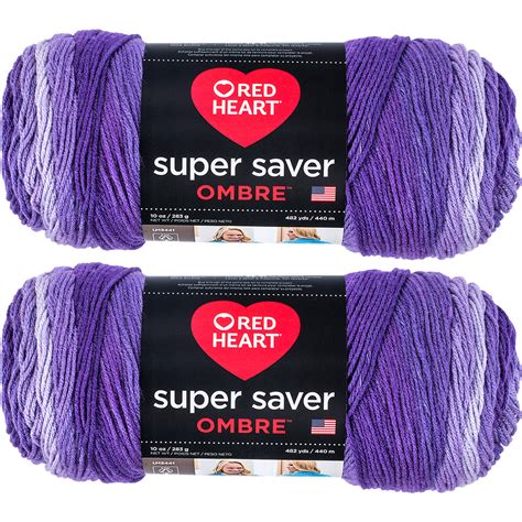 Red Heart Super Saver Ombre Yarn-Violet, Multipack Of 2 - Walmart.com