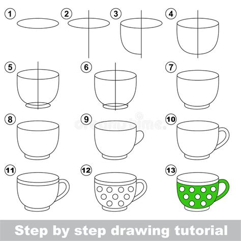 Big Tea Cup. Drawing Tutorial. Stock Vector - Illustration of skill ...