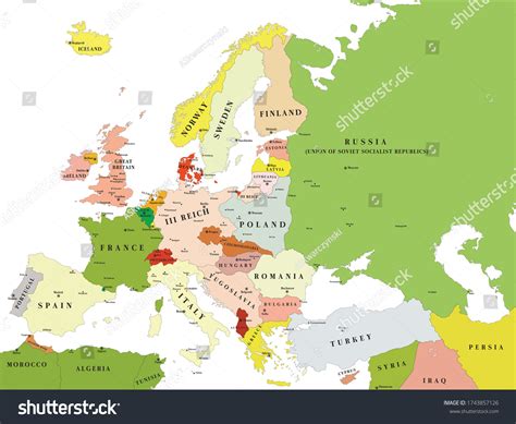 Vector Map Europe 1939 Europe Map Stock Vector (Royalty Free ...