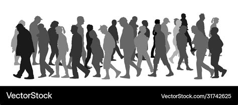 Crowd people walking silhouette isolated Vector Image