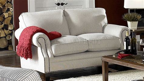 White & Blue Striped Fabric Cottage Style Sofa & Loveseat Set | Sofa and loveseat set, Cottage ...